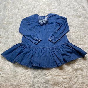 Tucker+Tate Chambray Girls Ruffled Swing Long Sleeve Cotton Peplum Blouse Size 6